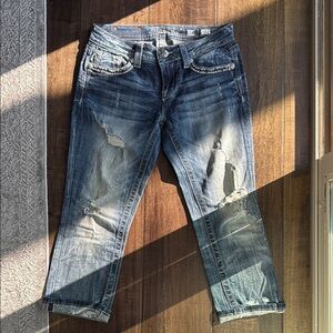 Vintage Distressed Blue Miss Me capri Jeans